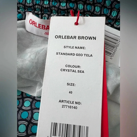 NWT Orlebar Brown Standard Geo Tela Swim Trunks in Crystal Sea 40 - Picture 7 of 7